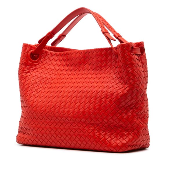 Pre-owned Bottega Veneta Medium Nappa Intrecciato Garda Tote Red