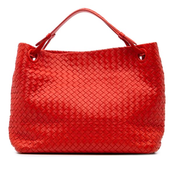 Pre-owned Bottega Veneta Medium Nappa Intrecciato Garda Tote Red