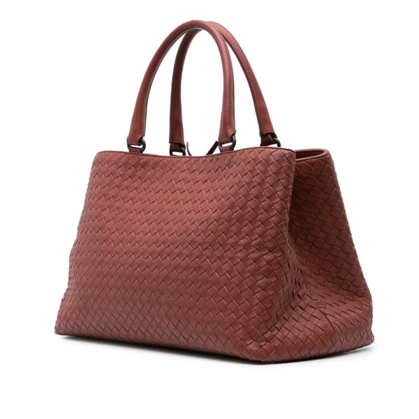Pre-owned Bottega Veneta Nappa Intrecciato Milano Tote Red