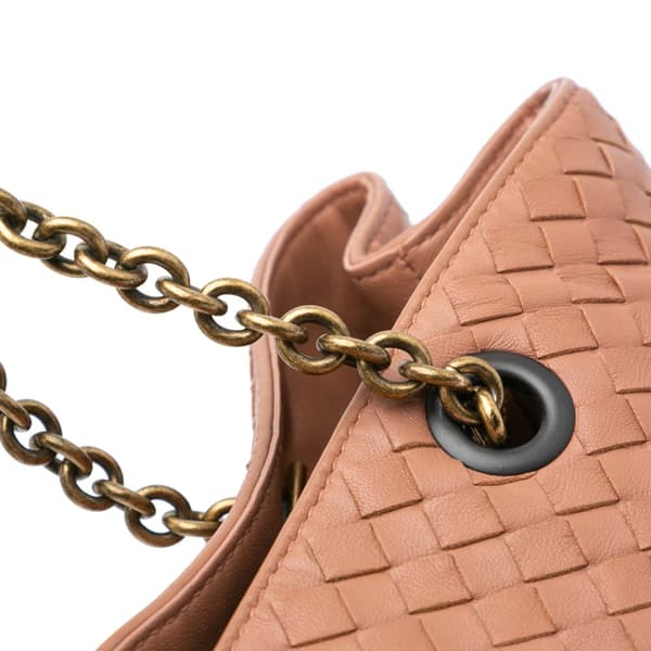Pre-owned Bottega Veneta Large Nappa Intrecciato Classic Chain Strap Tote Pink