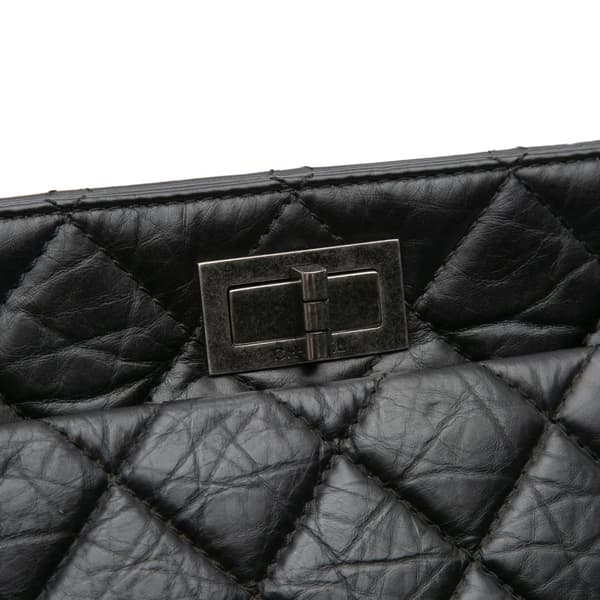 Pre-owned Chanel Reissue 2.55 Quilted Aged Calfskin Tote Black