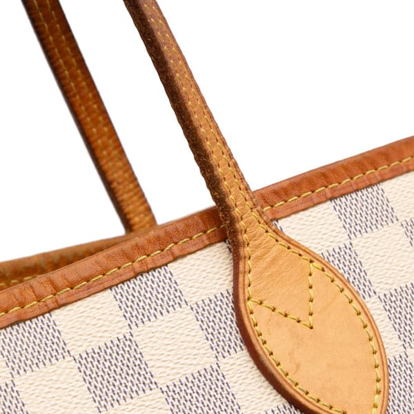 Pre-owned Louis Vuitton Damier Azur Neverfull MM White