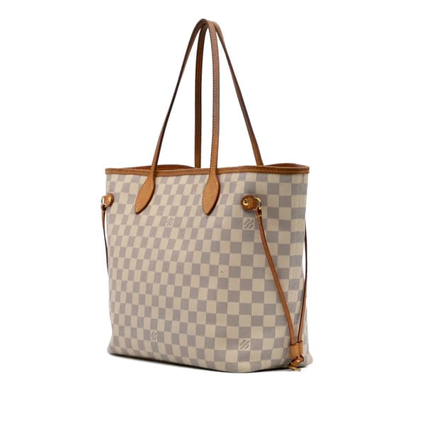 Pre-owned Louis Vuitton Damier Azur Neverfull MM White