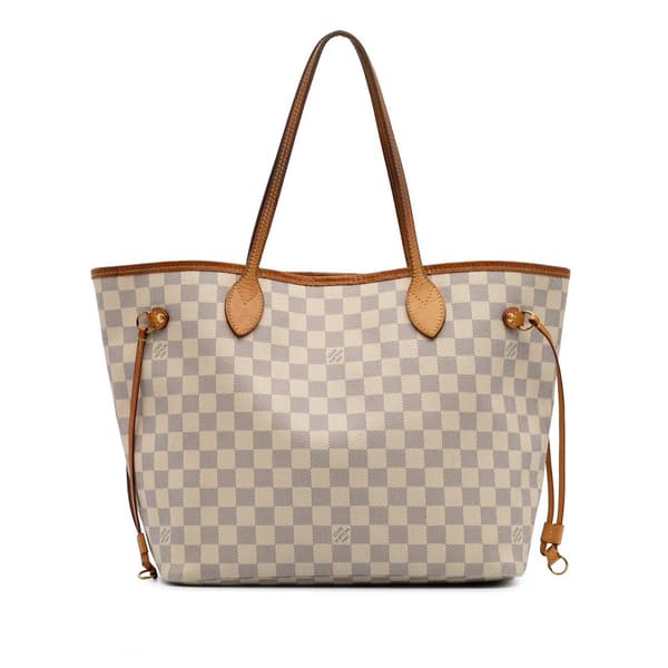 Pre-owned Louis Vuitton Damier Azur Neverfull MM White