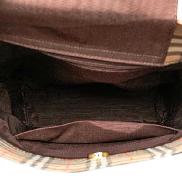 Pre-owned Burberry Haymarket Check Canvas Tote Brown