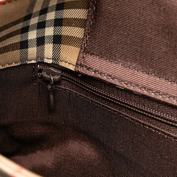 Pre-owned Burberry Haymarket Check Canvas Tote Brown