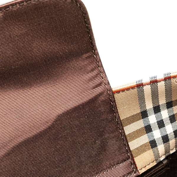 Pre-owned Burberry Haymarket Check Canvas Tote Brown