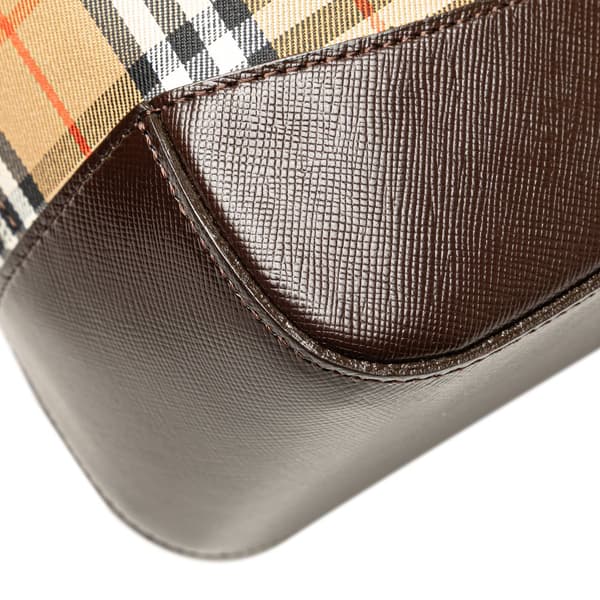 Pre-owned Burberry Haymarket Check Canvas Tote Brown