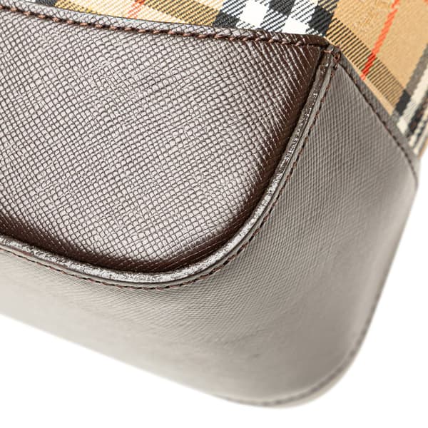 Pre-owned Burberry Haymarket Check Canvas Tote Brown