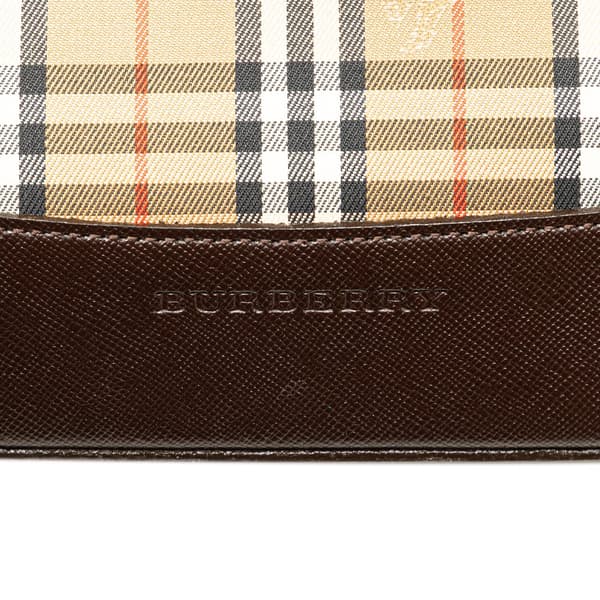 Pre-owned Burberry Haymarket Check Canvas Tote Brown