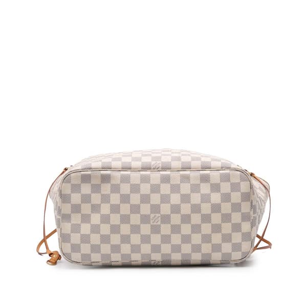 Pre-owned Louis Vuitton Damier Azur Neverfull MM White