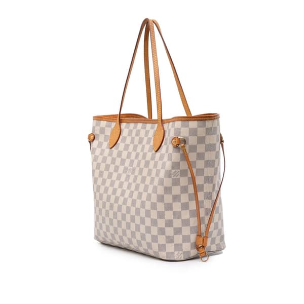 Pre-owned Louis Vuitton Damier Azur Neverfull MM White