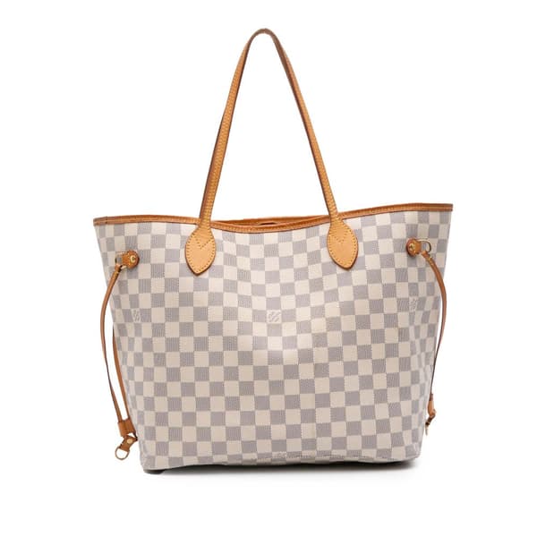 Pre-owned Louis Vuitton Damier Azur Neverfull MM White