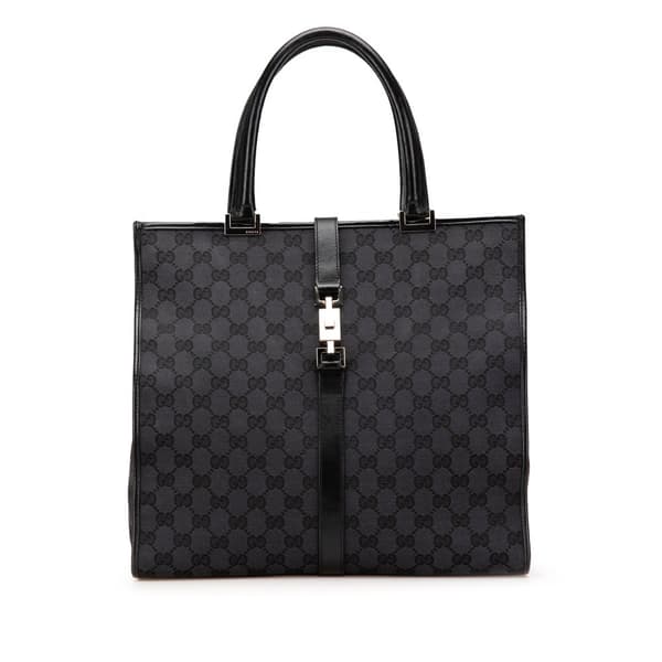 Pre-owned Gucci GG Canvas Jackie Tote Black