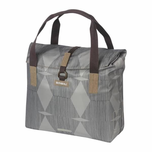 Bakre cykel sidoväska axelväska basil city shopper elegance taupe höger-vänster 20-26l krokfäste bagagehållare