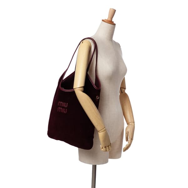 Pre-owned Miu Miu Corduroy Ivy Tote Red