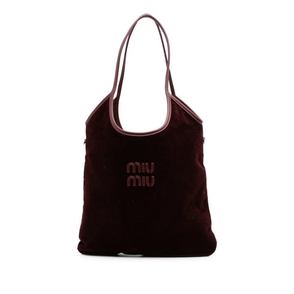 Pre-owned Miu Miu Corduroy Ivy Tote Red