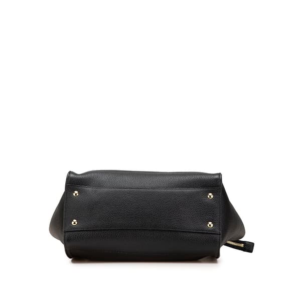 Pre-owned Ferragamo Medium Hammered Calfskin Amy Double Handle Tote Black