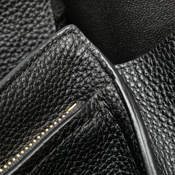 Pre-owned Ferragamo Medium Hammered Calfskin Amy Double Handle Tote Black