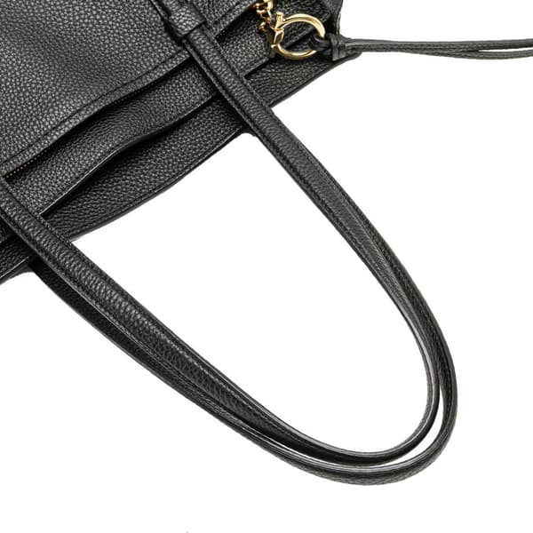 Pre-owned Ferragamo Medium Hammered Calfskin Amy Double Handle Tote Black