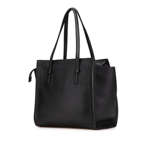 Pre-owned Ferragamo Medium Hammered Calfskin Amy Double Handle Tote Black