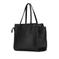 Miniatyrbillede 2 af 10: Pre-owned Ferragamo Medium Hammered Calfskin Amy Double Handle Tote Black