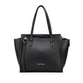 Miniatyrbillede 1 af 10: Pre-owned Ferragamo Medium Hammered Calfskin Amy Double Handle Tote Black