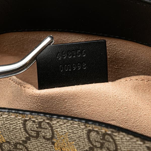 Pre-owned Gucci Small GG Supreme Bee Padlock Tote Brown