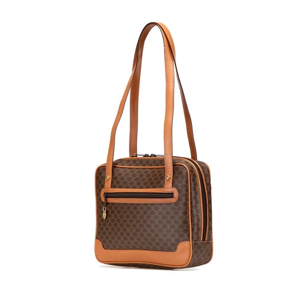 Pre-owned Celine Macadam Coated Canvas Tote Brown