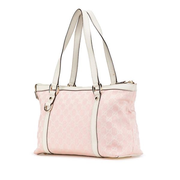 Pre-owned Gucci GG Canvas Abbey D Ring Tote Pink