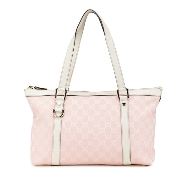 Pre-owned Gucci GG Canvas Abbey D Ring Tote Pink