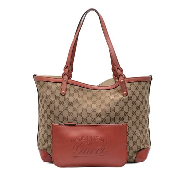 Pre-owned Gucci GG Canvas Craft Tote Brown