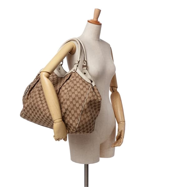 Pre-owned Gucci Large GG Canvas Sukey Tote Brown