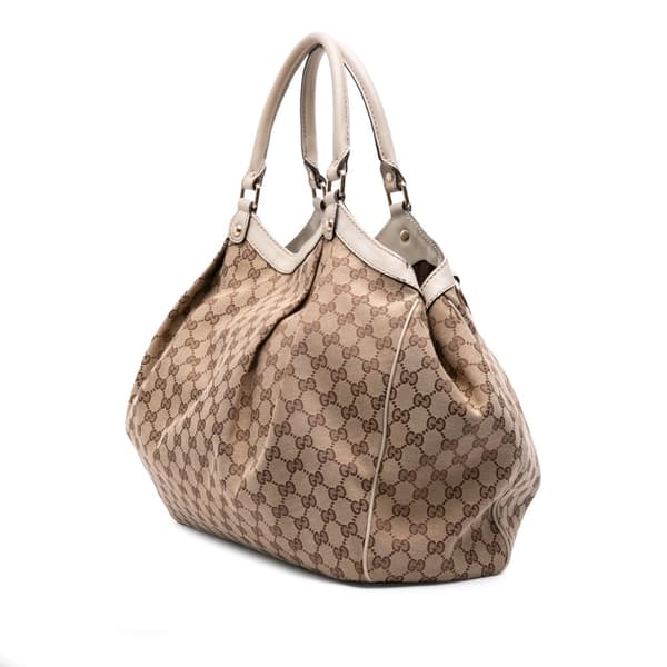Pre-owned Gucci Large GG Canvas Sukey Tote Brown