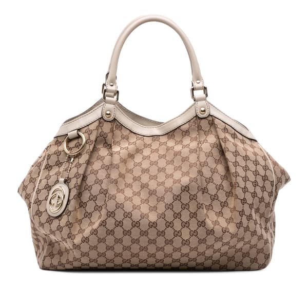 Pre-owned Gucci Large GG Canvas Sukey Tote Brown