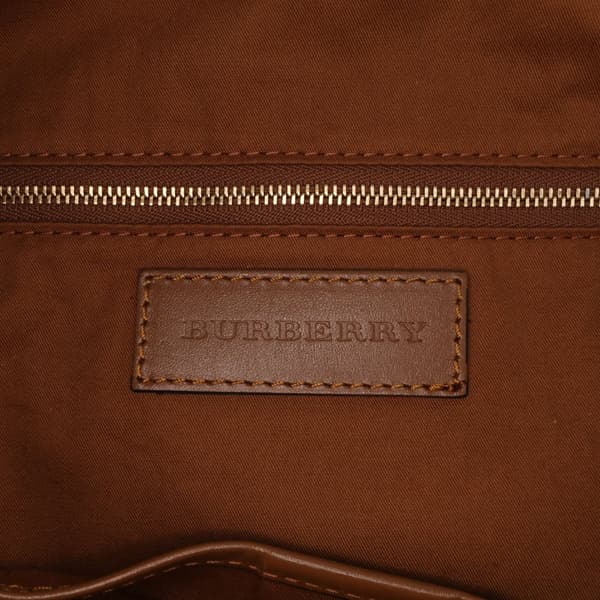 Pre-owned Burberry Medium Haymarket Check Coated Canvas Tote Brown