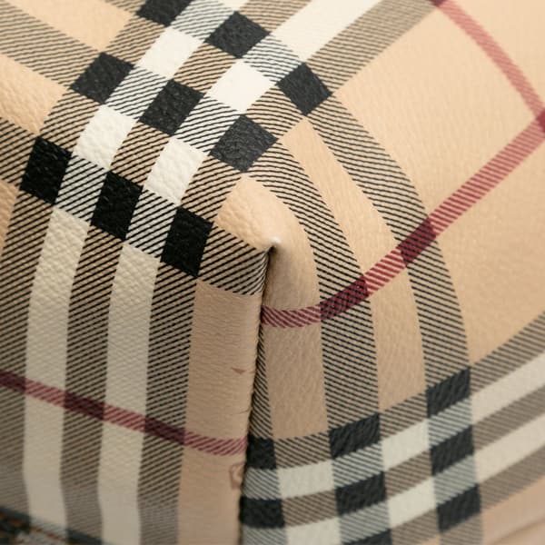 Pre-owned Burberry Medium Haymarket Check Coated Canvas Tote Brown