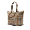 Miniatyrbild 2 av 10: Pre-owned Burberry Medium Haymarket Check Coated Canvas Tote Brown
