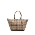 Miniatyrbild 1 av 10: Pre-owned Burberry Medium Haymarket Check Coated Canvas Tote Brown