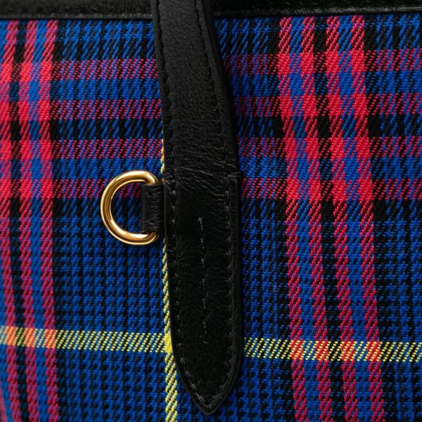 Pre-owned Mulberry Plaid Canvas Tote Blue