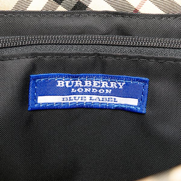 Pre-owned Burberry Nova Check Trimmed Denim Tote Blue