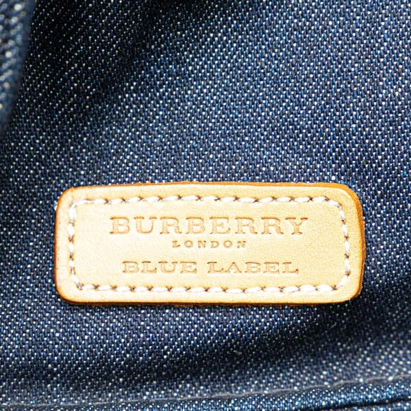 Pre-owned Burberry Nova Check Trimmed Denim Tote Blue