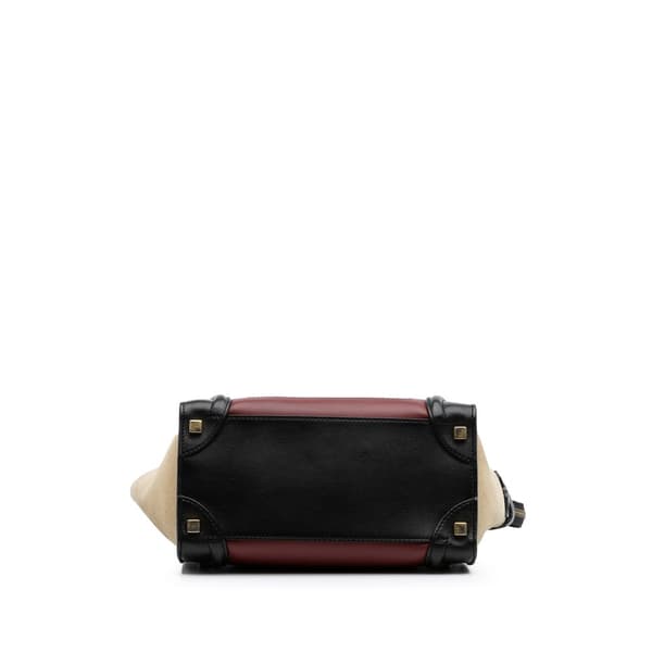 Pre-owned Celine Micro Tricolor Luggage Tote Red