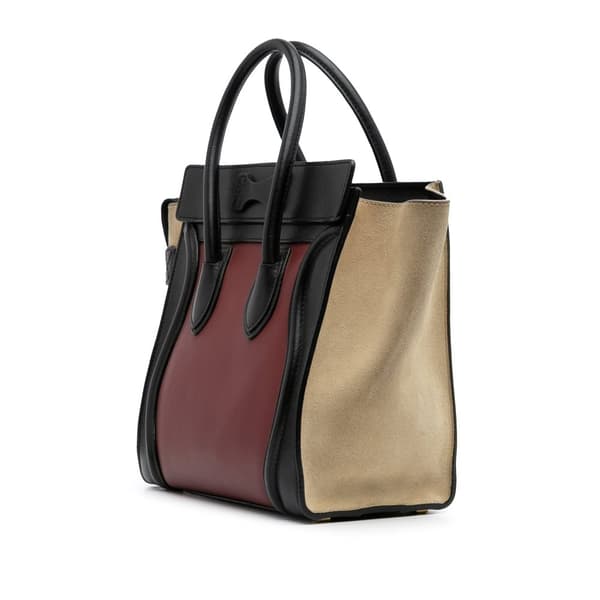 Pre-owned Celine Micro Tricolor Luggage Tote Red