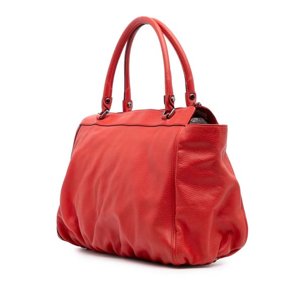 Pre-owned Gucci Calfskin Abbey D Ring Tote Red