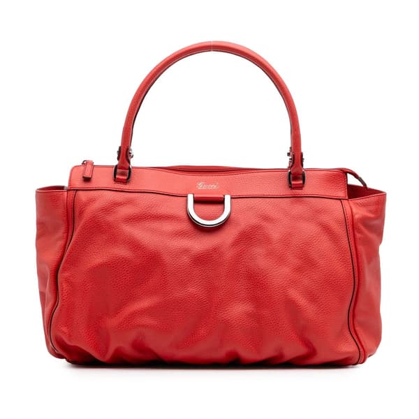 Pre-owned Gucci Calfskin Abbey D Ring Tote Red