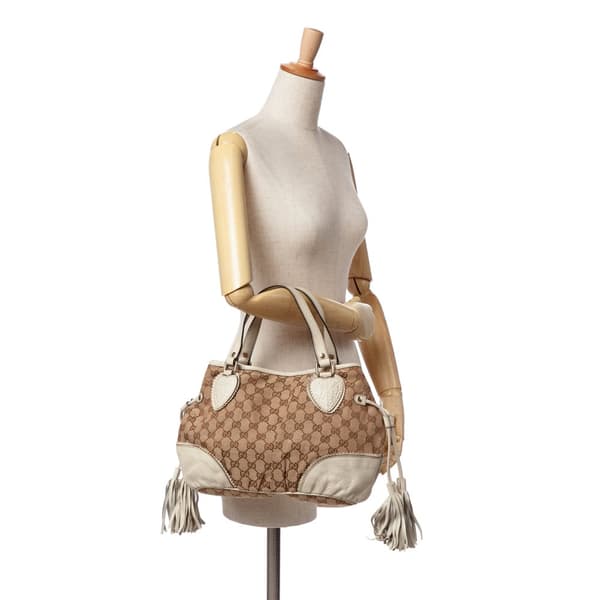 Pre-owned Gucci Small GG Canvas Tribeca Tote Brown