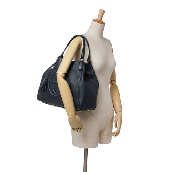 Pre-owned Gucci Medium Leather Soho Cellarius Tote Black