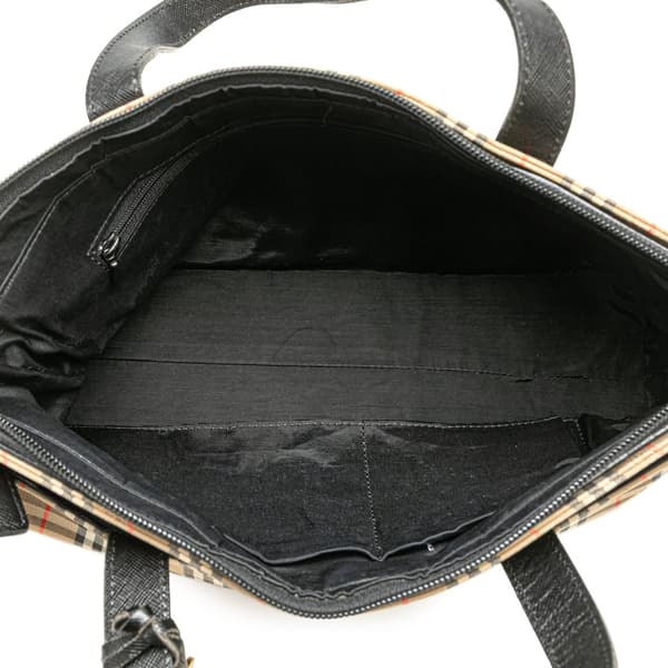 Pre-owned Burberry Haymarket Check Canvas Tote Brown