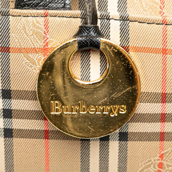 Pre-owned Burberry Haymarket Check Canvas Tote Brown